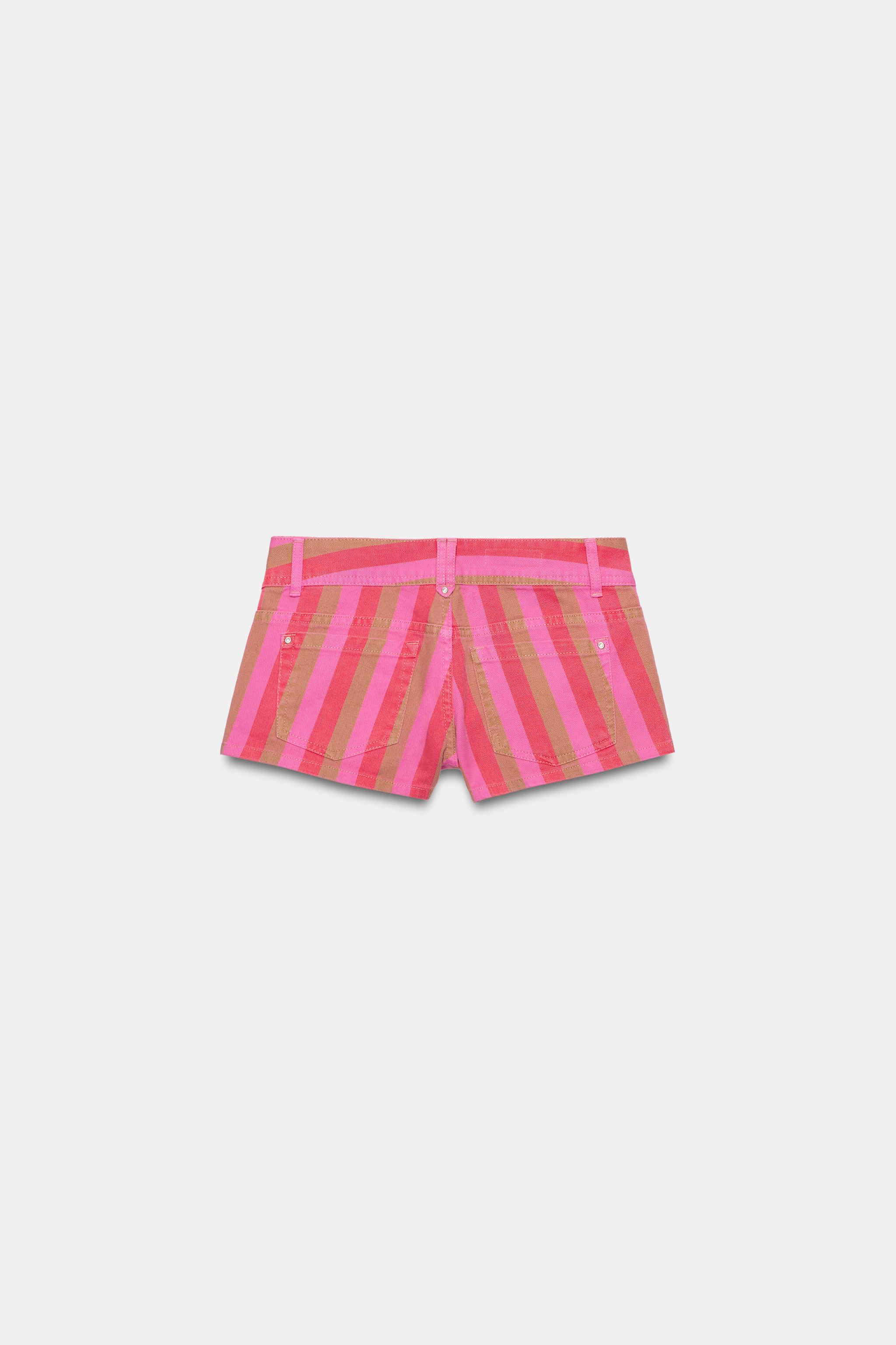 STRIPED TRF MINI DENIM SHORTS